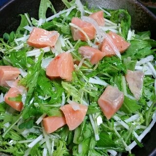 水菜たっぷりシャキシャキハーブサラダ